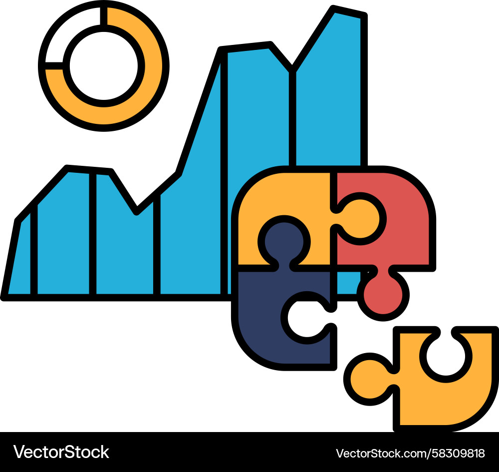 Puzzle with Graph & Data Circle Vector Image