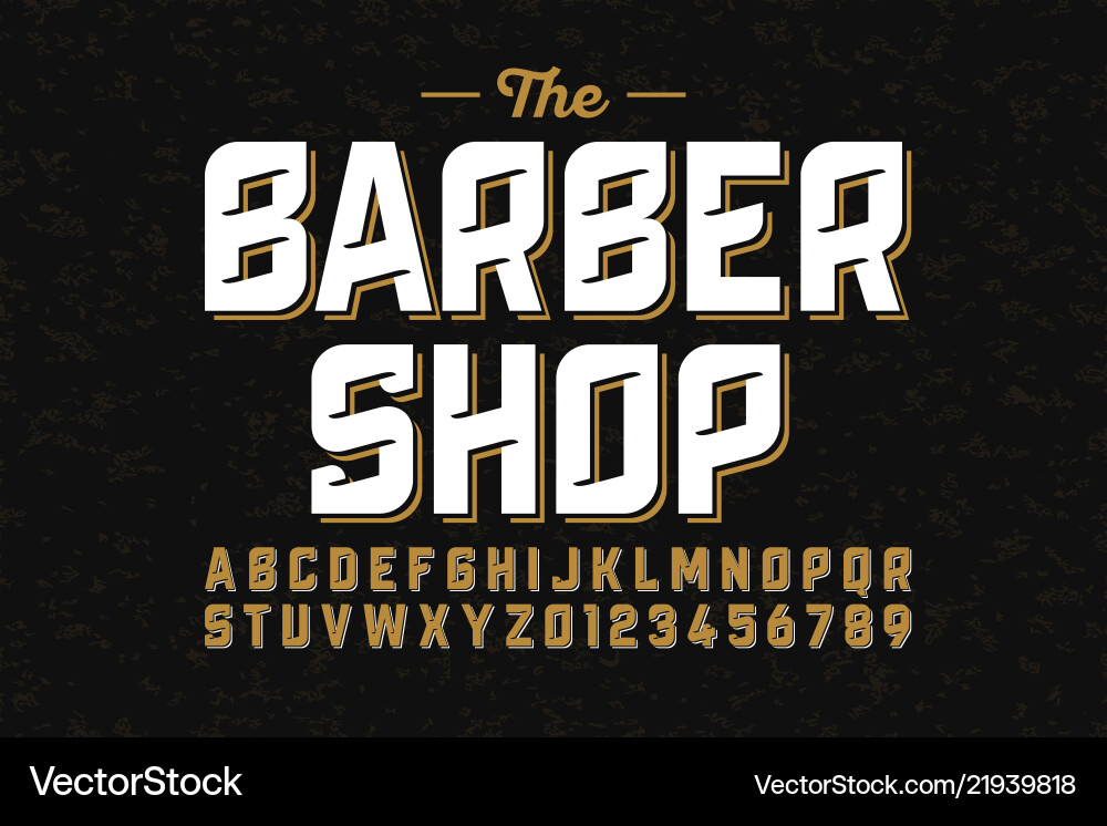 Retro Barber Shop Alphabet Font Vector Image