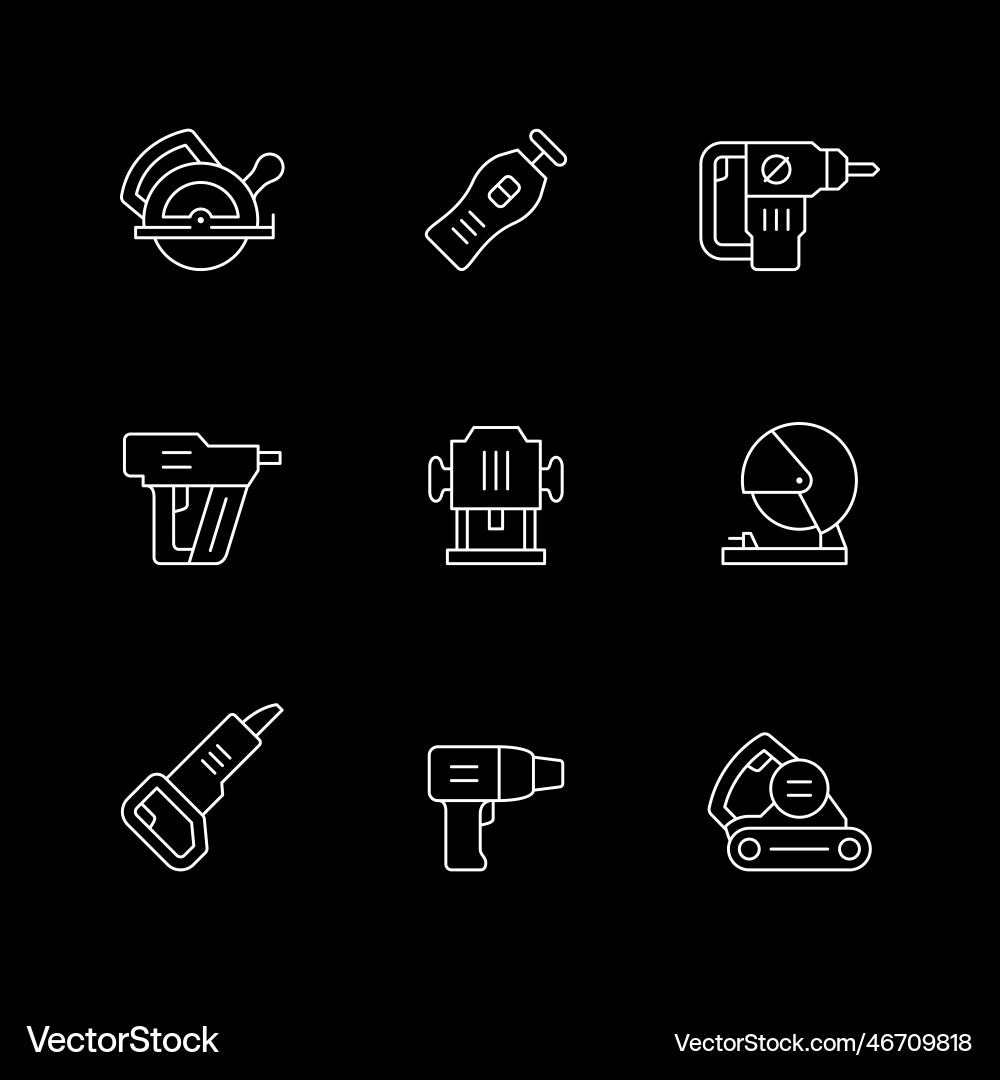 Set line icons of power tool Set line icons of power tool vector image
