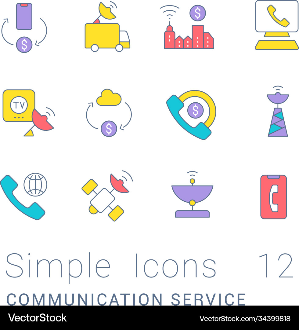 Set simple line icons communication service Set simple line icons communication service vector image