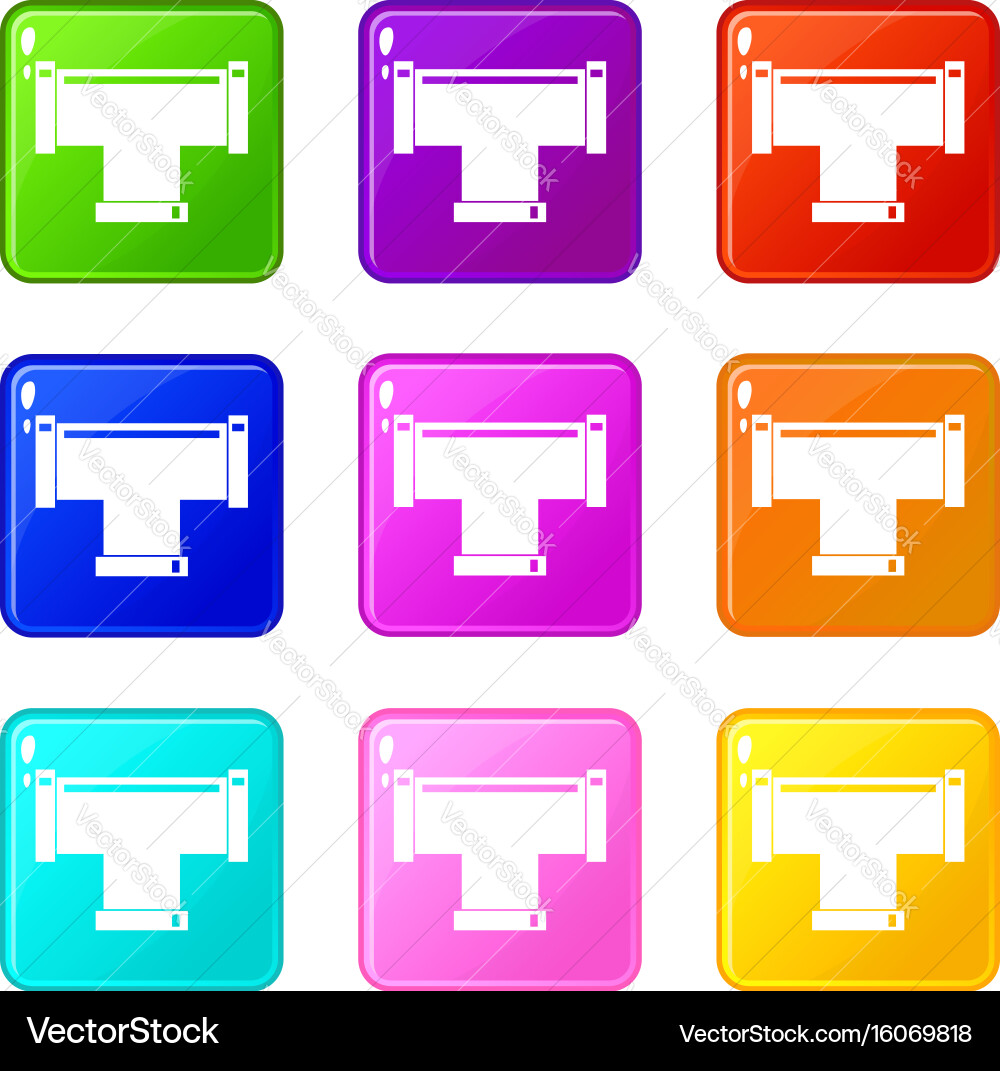 T pipe connection set 9 vector image