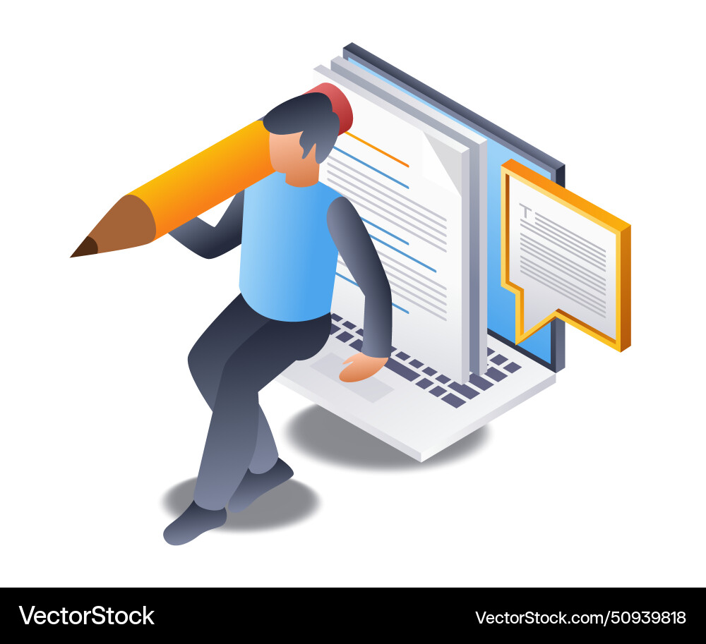 Writing articles for blogger content flat Writing articles for blogger content flat vector image