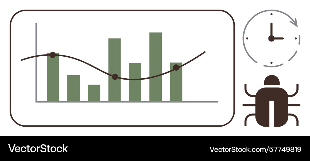 Data analysis with chart bug report and time Data analysis with chart bug report and time vector image