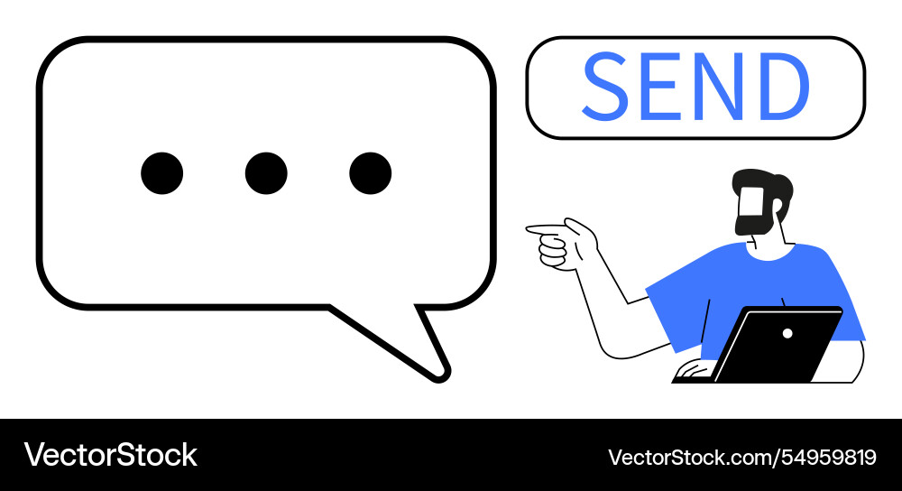 Messaging concept with chat bubble send button Messaging concept with chat bubble send button vector image