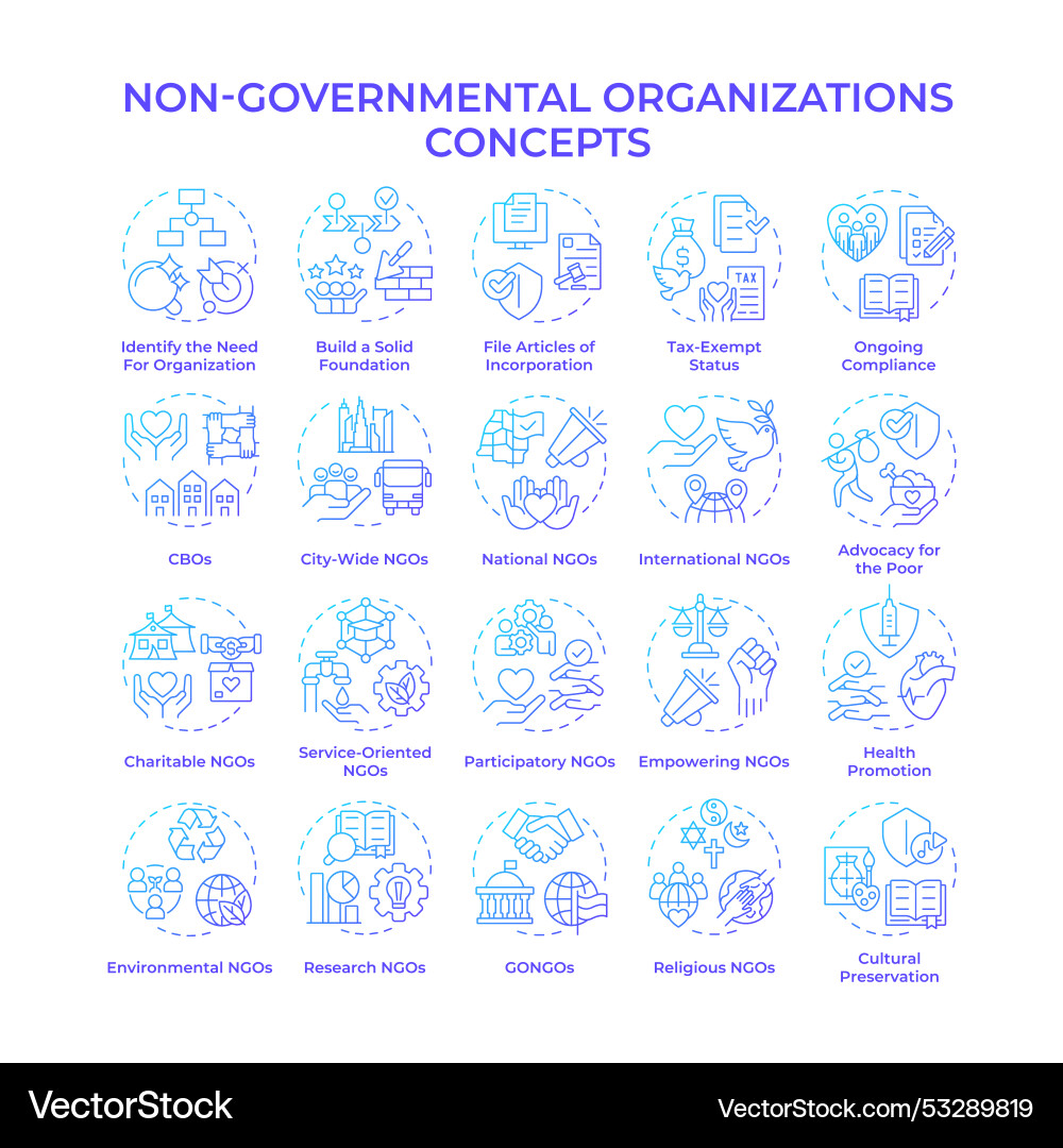 Non-governmental organizations blue gradient Non-governmental organizations blue gradient vector image