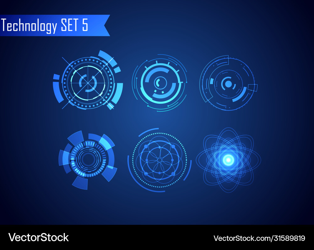 Set circle abstract digital technology ui Vector Image
