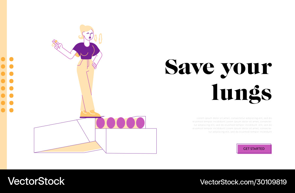 Smoking addiction and bad unhealthy habit landing Smoking addiction and bad unhealthy habit landing vector image