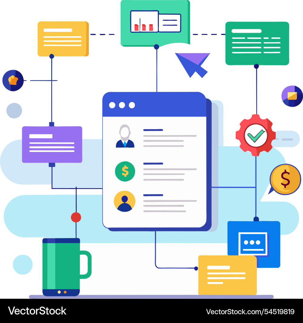 Step-by-step guide on creating a flow chart Step-by-step guide on creating a flow chart Vector Image