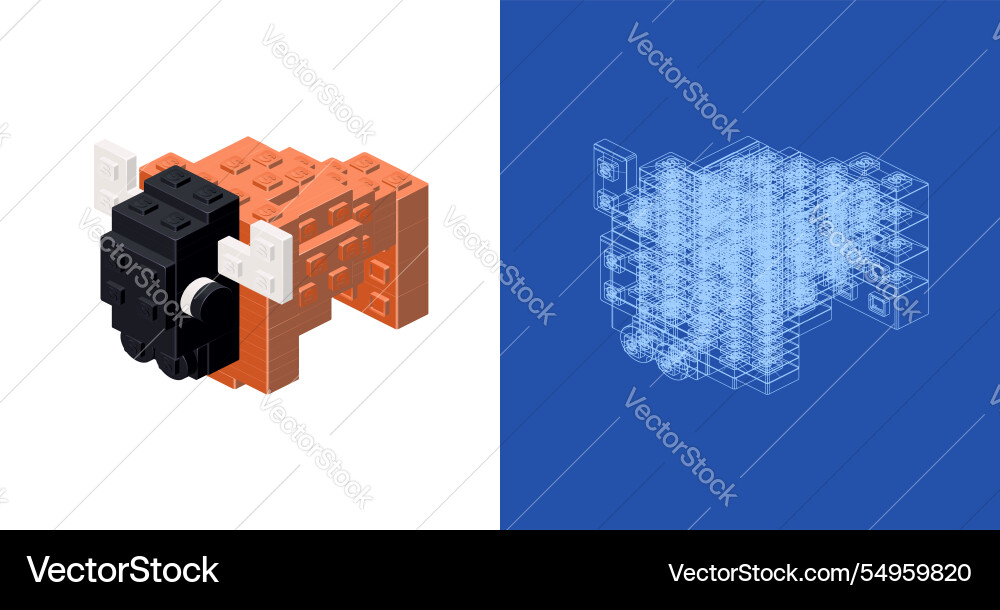 Bison blueprint project idea and implementation Bison blueprint project idea and implementation vector image