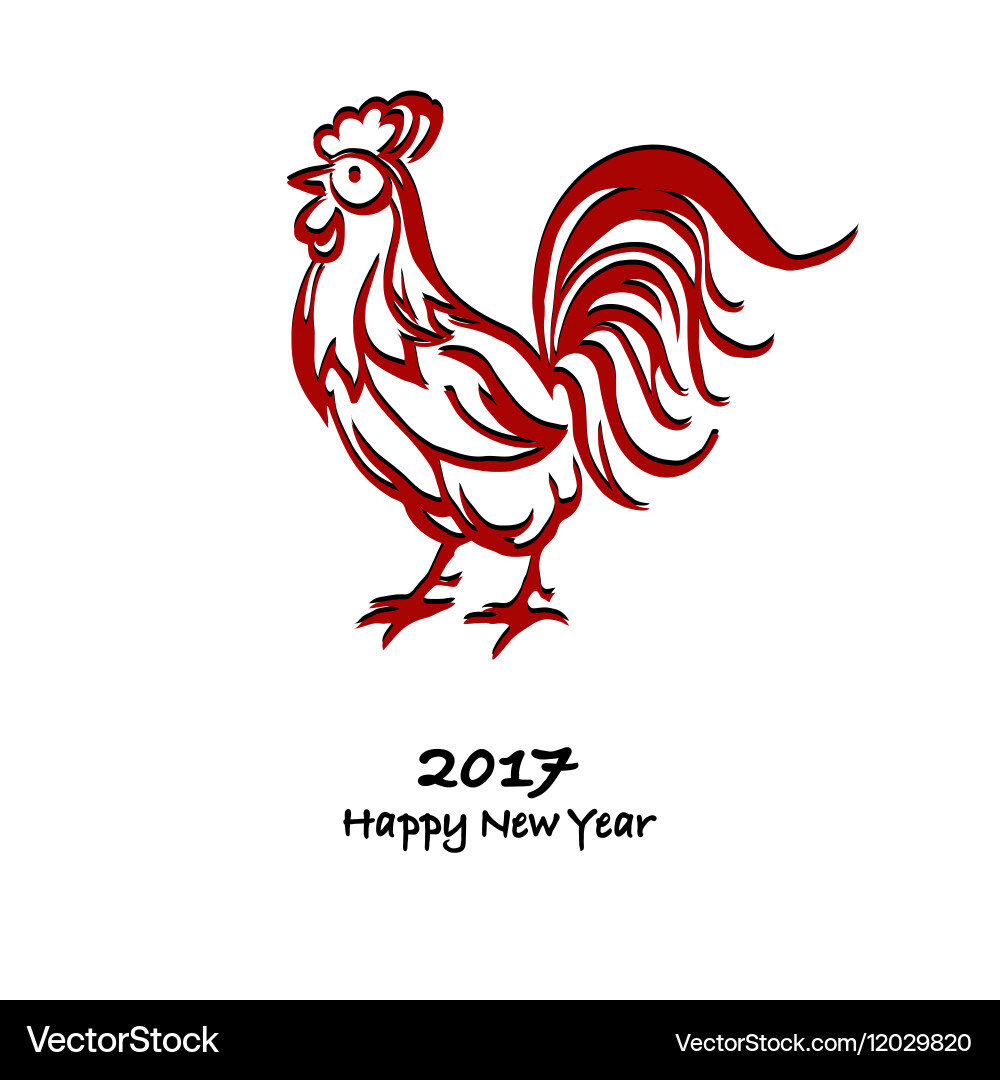 Chinese New Year Rooster 2017 Background Vector Image