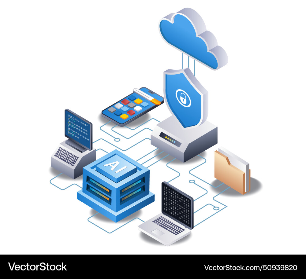 Computer cloud server security application Computer cloud server security application vector image