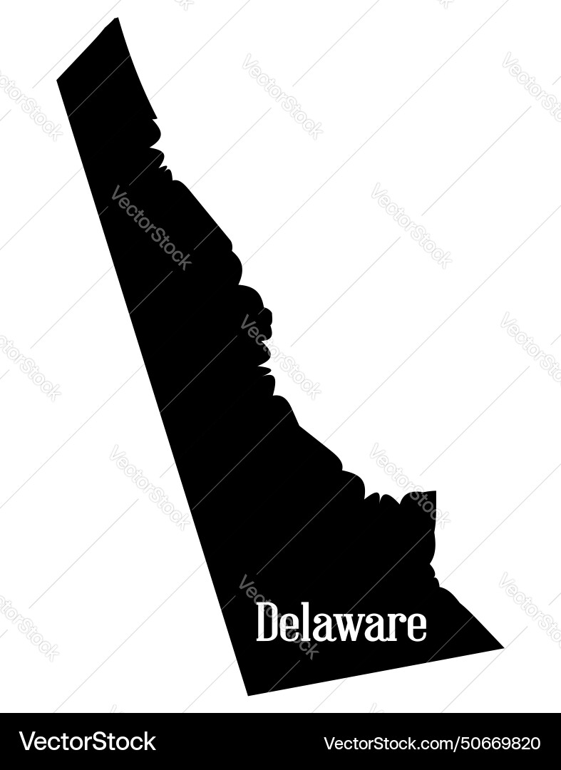 Delaware State Map Silhouette Royalty Free Vector Image