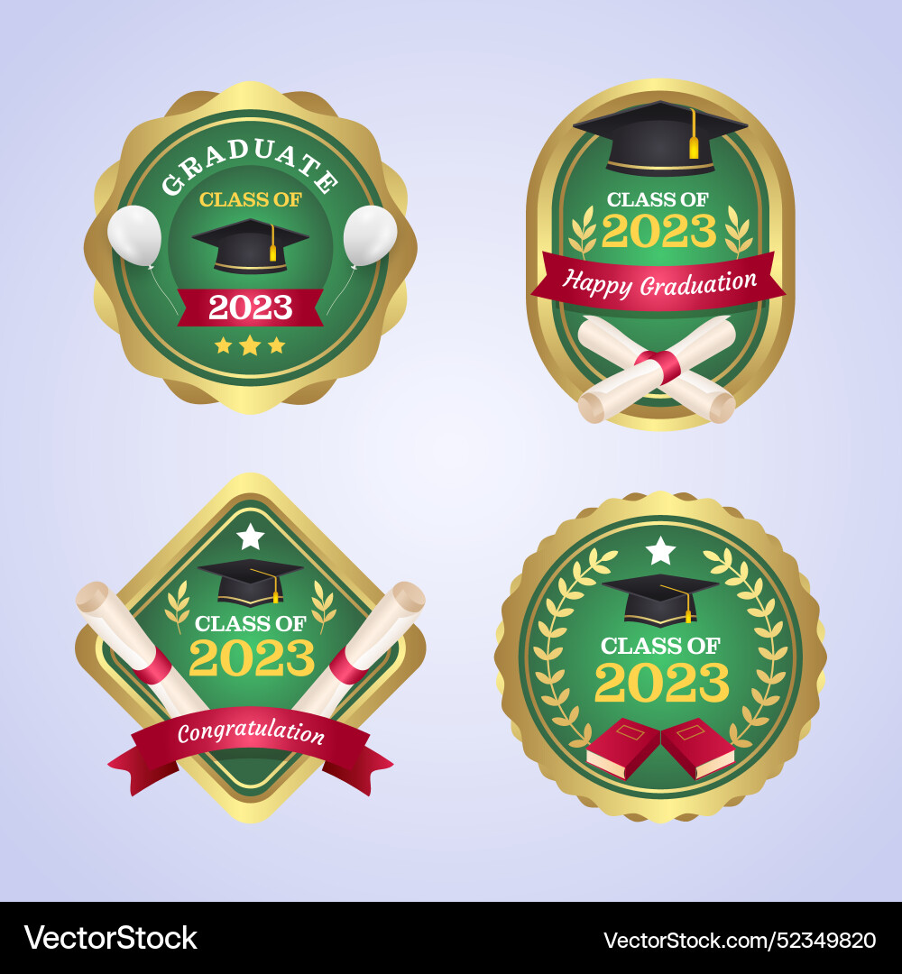 Gradient badges collection for class of 2023 Vector Image