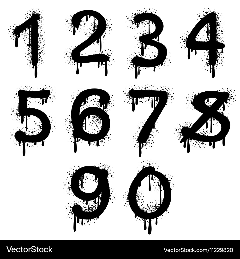 Grunge numbers with splatter text effect vector image