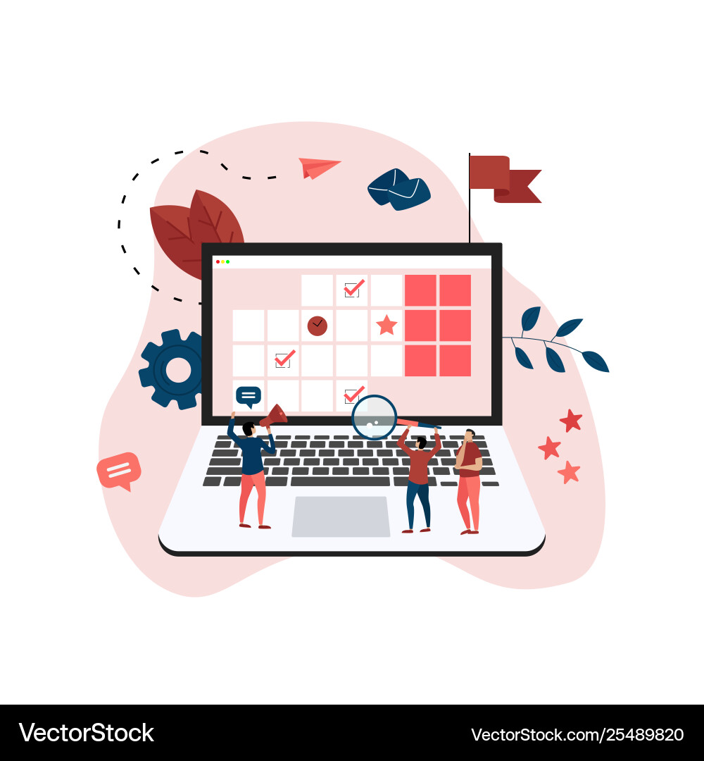 Online calendar with marks tasks and notes Vector Image