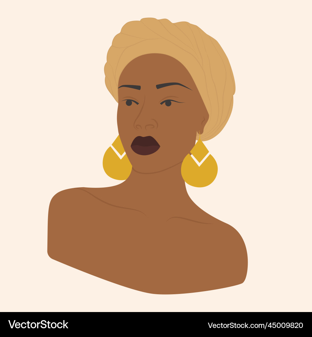 Portrait of young black woman with earrings Portrait of young black woman with earrings vector image