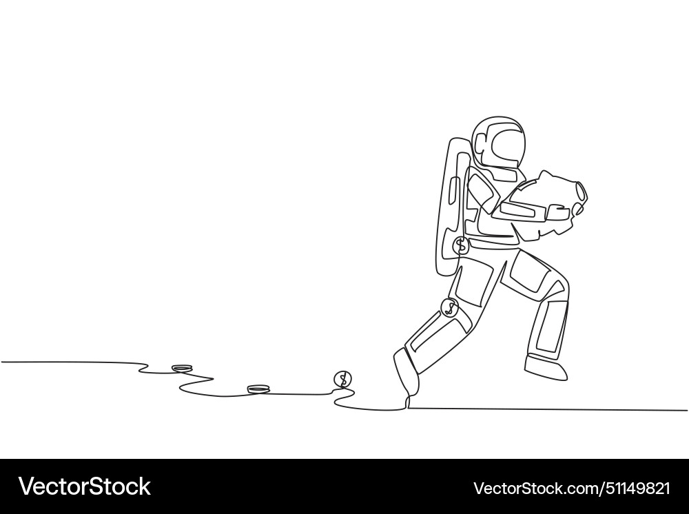 Continuous one line drawing young astronaut Vector Image
