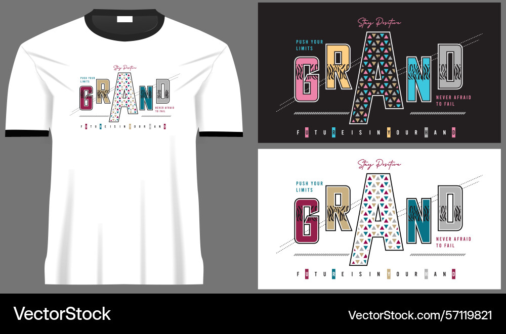 Grand typography design with multi color triangle vector image