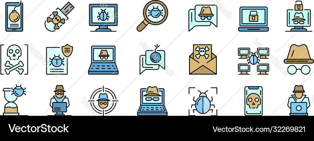 Hacker icons flat Hacker icons flat vector image