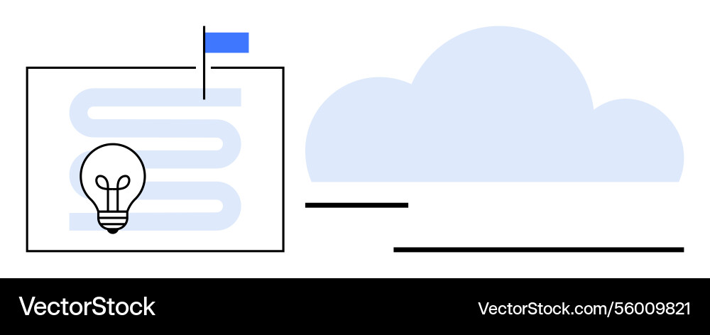 Lightbulb on document with flag and cloud Lightbulb on document with flag and cloud vector image