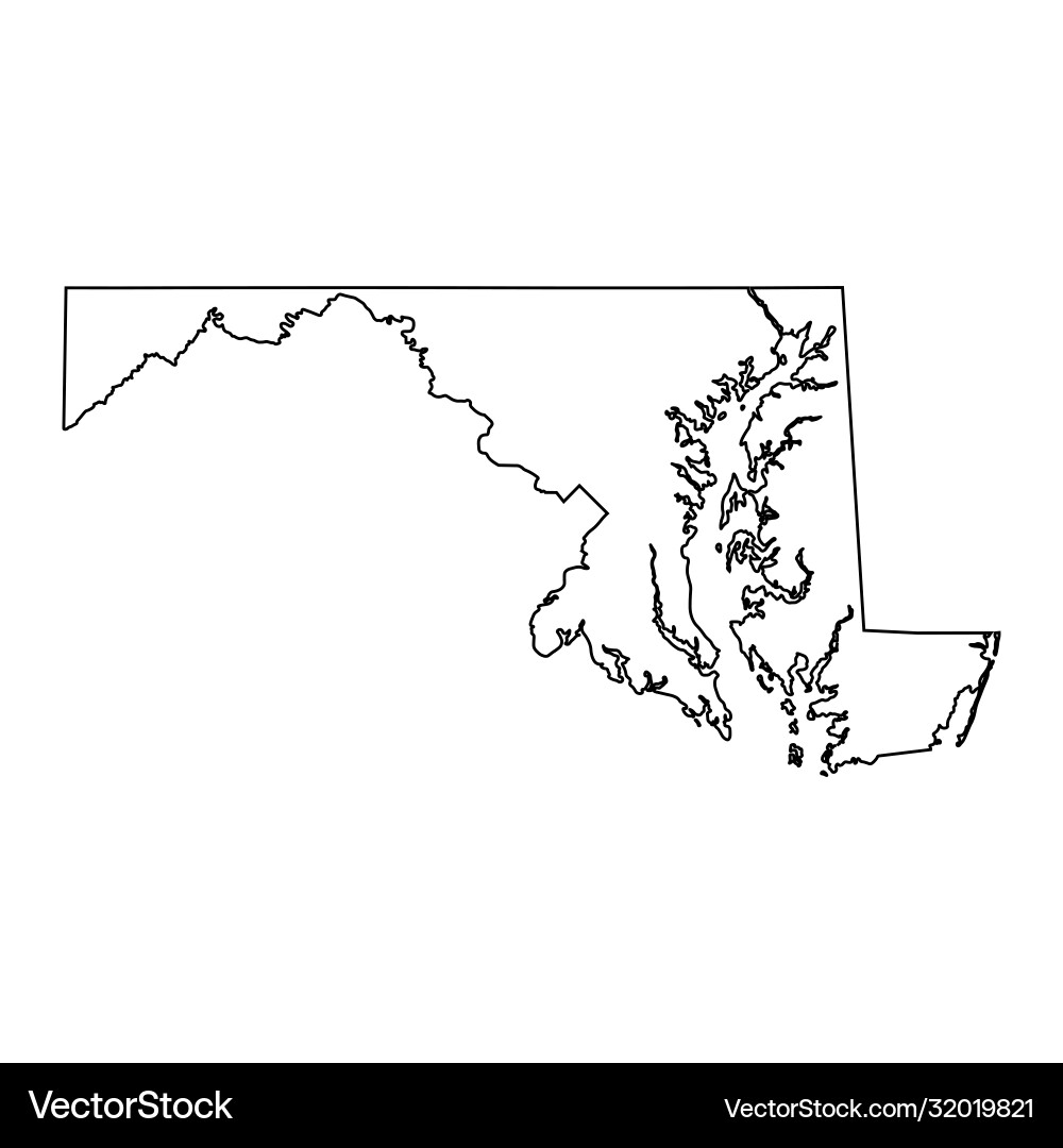 Maryland State Border Map vector image