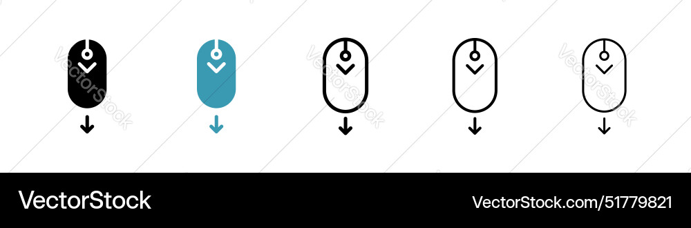 Scroll down computer mouse icon set black filled Scroll down computer mouse icon set black filled vector image