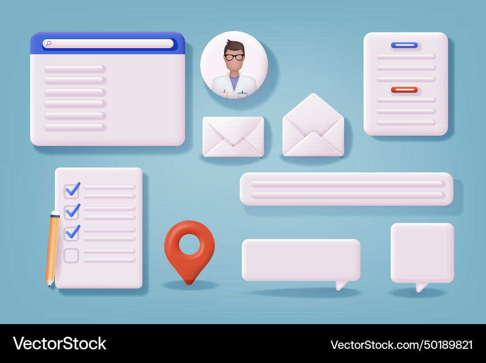 Set of different objects for pages landing page Set of different objects for pages landing page vector image