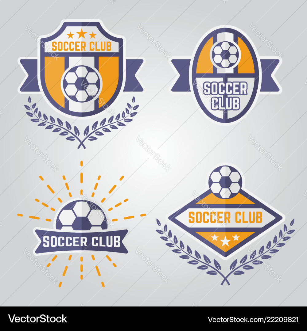 Soccer Sport Logos & Emblems Set Vector Image
