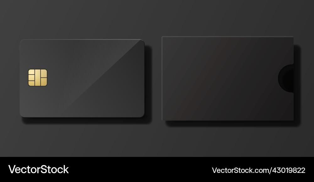 3d realistic black blank credit card paper vector image