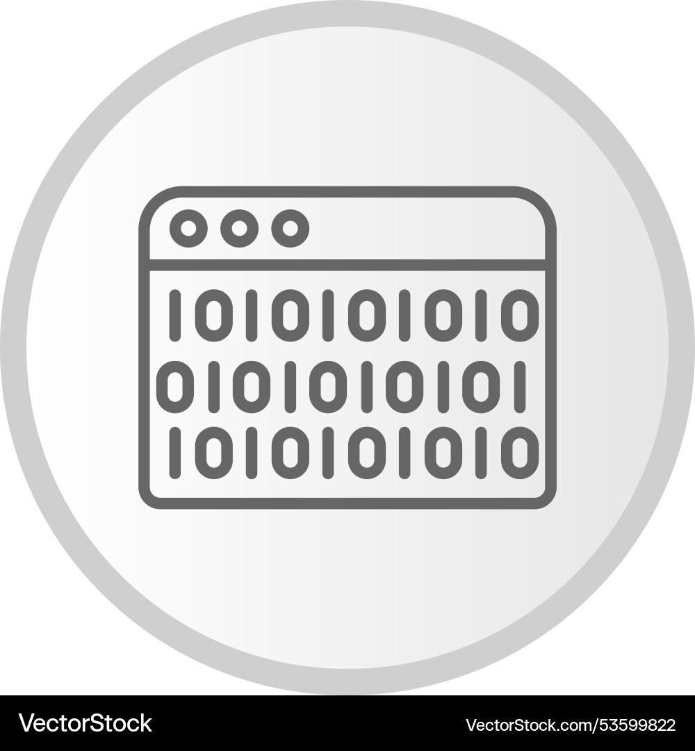 Binary code line circle grey icon vector image