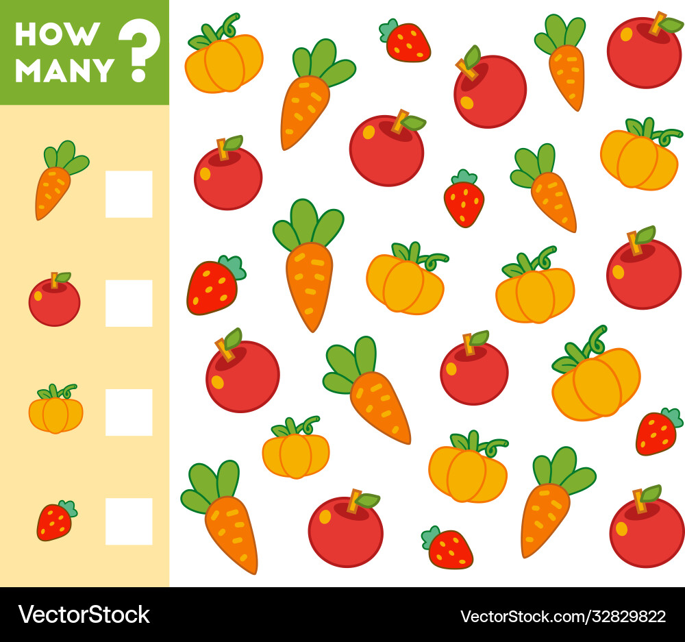 Counting game for children count how many fruits Counting game for children count how many fruits vector image