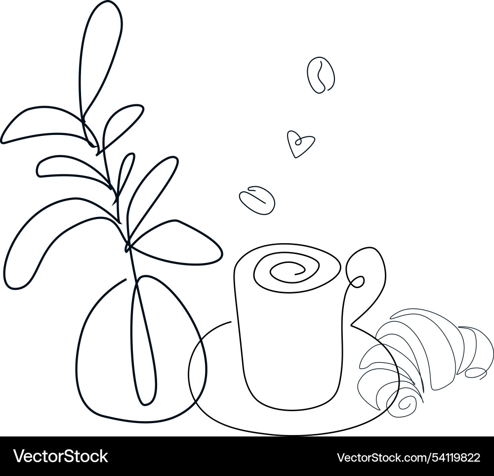 One line continuous design of chef in hat serving One line continuous design of chef in hat serving vector image