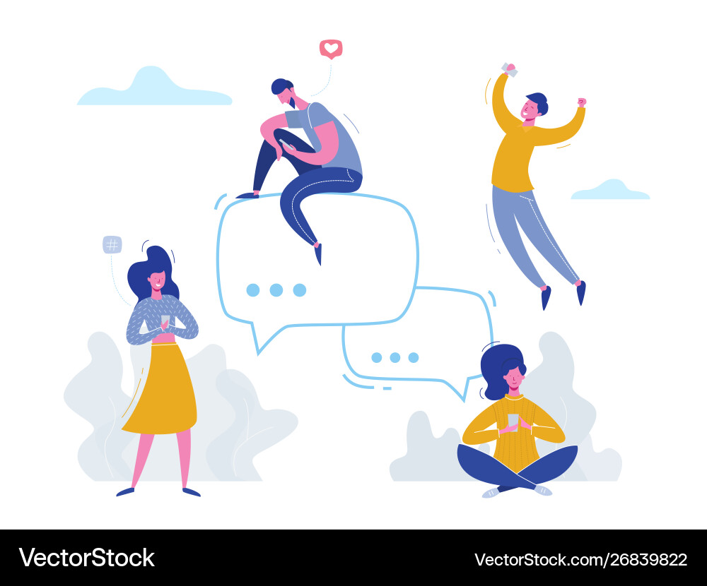 People chatting with phones on social media People chatting with phones on social media vector image