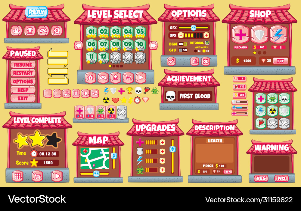 Platform Game UI - Tablet Style vector image