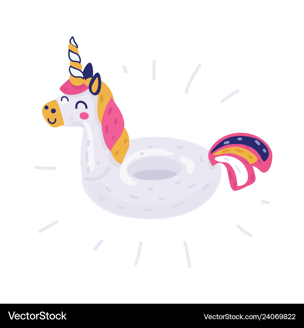 Rainbow Unicorn Pool Float vector image