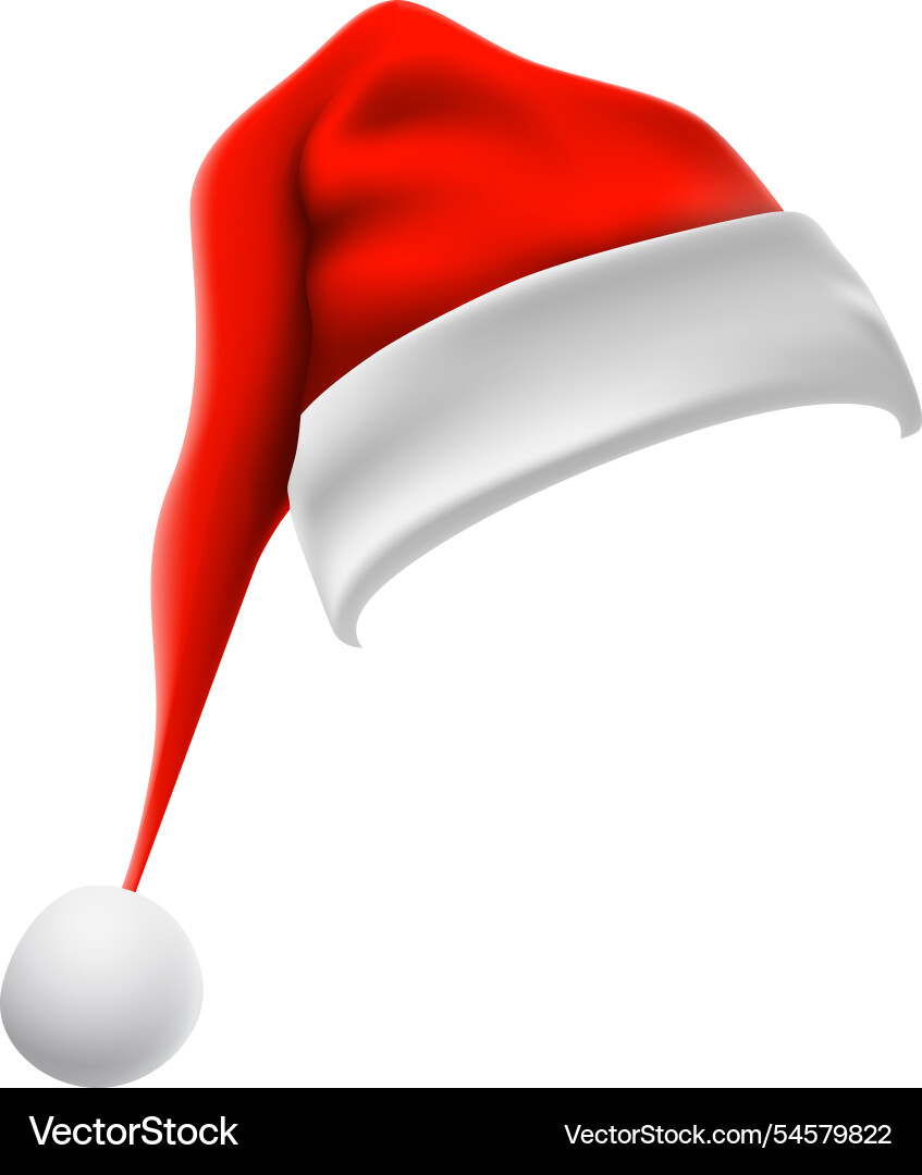 Red and white santa hat with fluffy trim Red and white santa hat with fluffy trim vector image