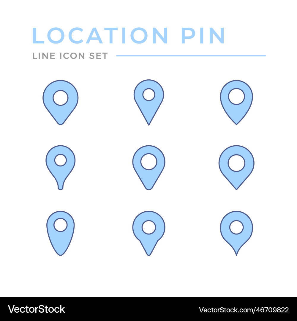 Set color line icons of location pin vector image