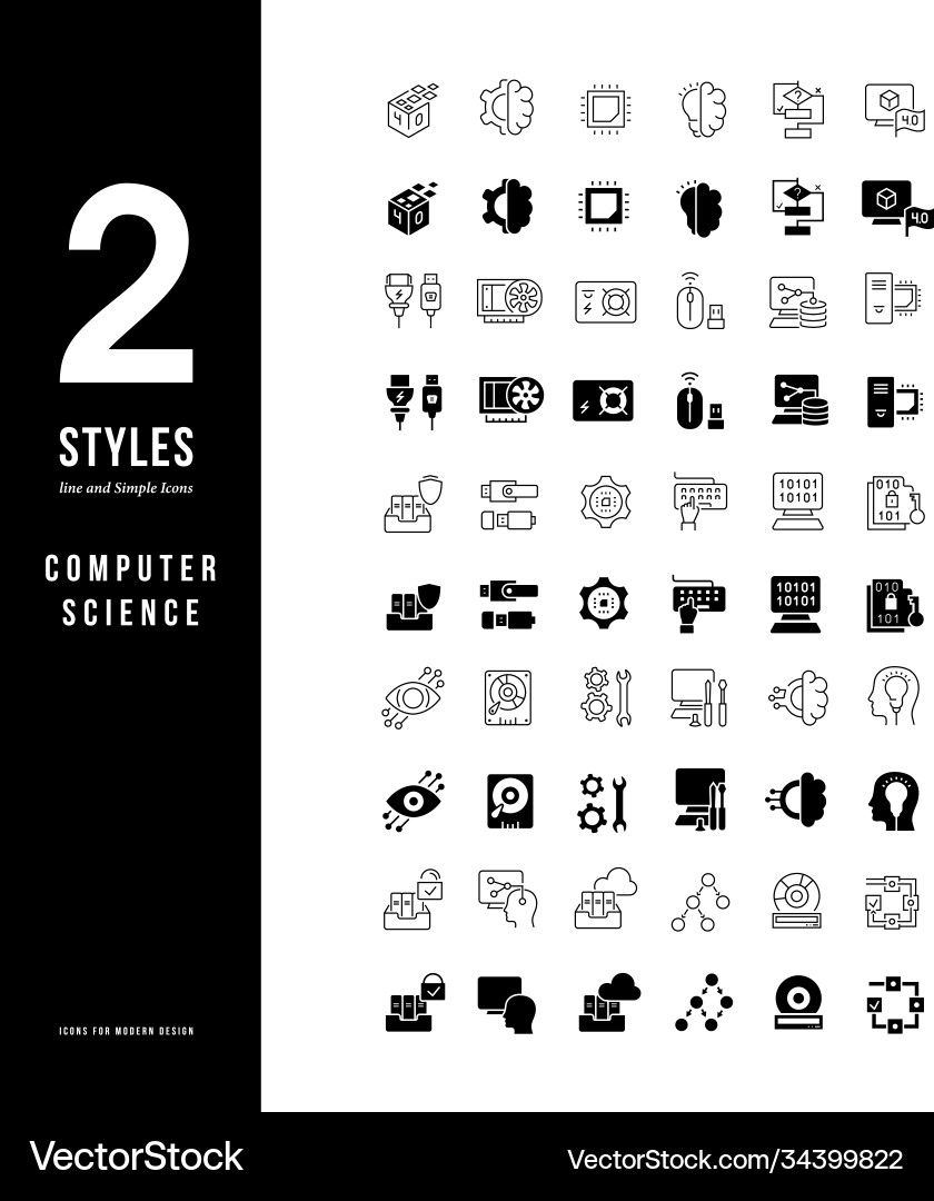 Simple line icons computer science Simple line icons computer science vector image