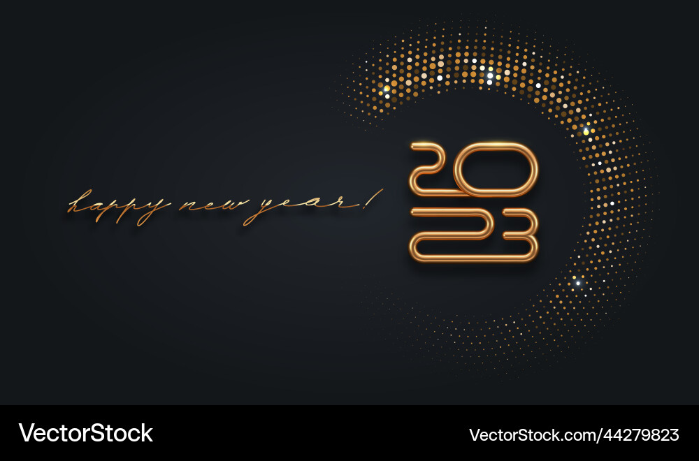 2023 new year luxury logo with golden halftone vector image