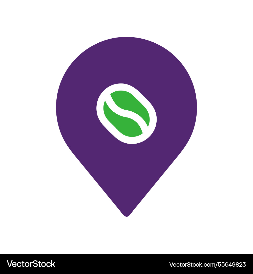 Coffee bean location pointer icon vector image