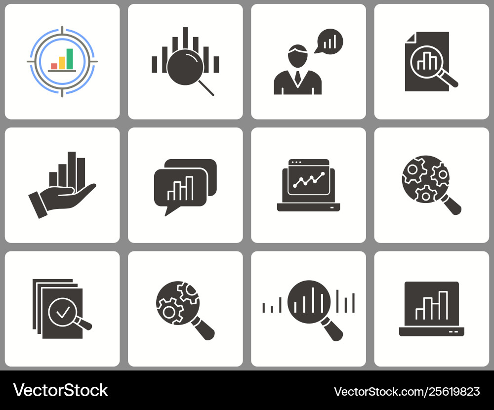 Data analysis icon set isolated Data analysis icon set isolated vector image