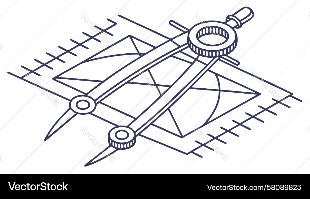 Drafting Compass and Ruler Vector Image