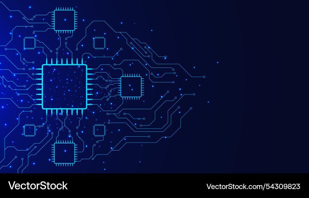 Futuristic circuit board with microchip Futuristic circuit board with microchip vector image