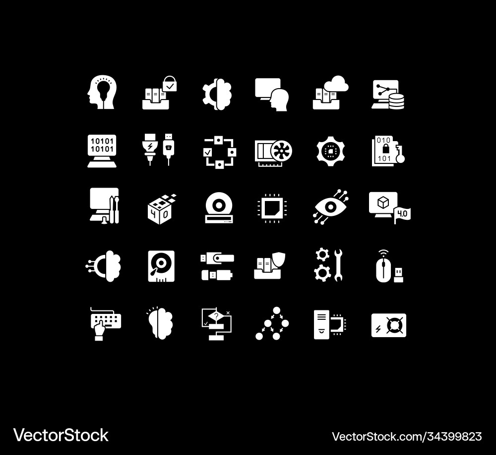 Set simple icons computer science Set simple icons computer science vector image