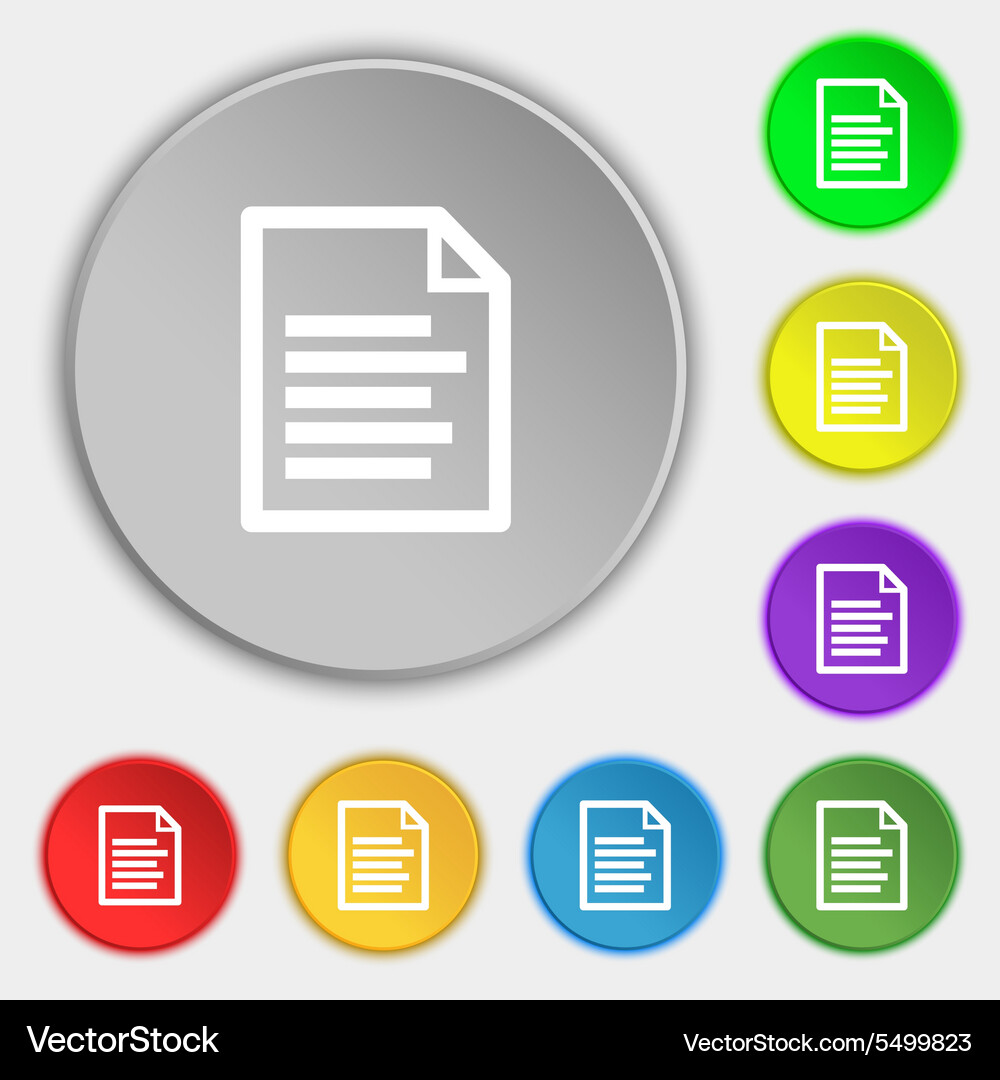 Text file icon sign symbol on eight flat buttons Vector Image