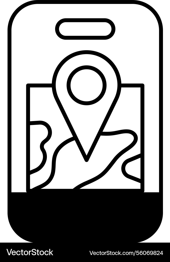 A phone with map on it and small arrow A phone with map on it and small arrow vector image