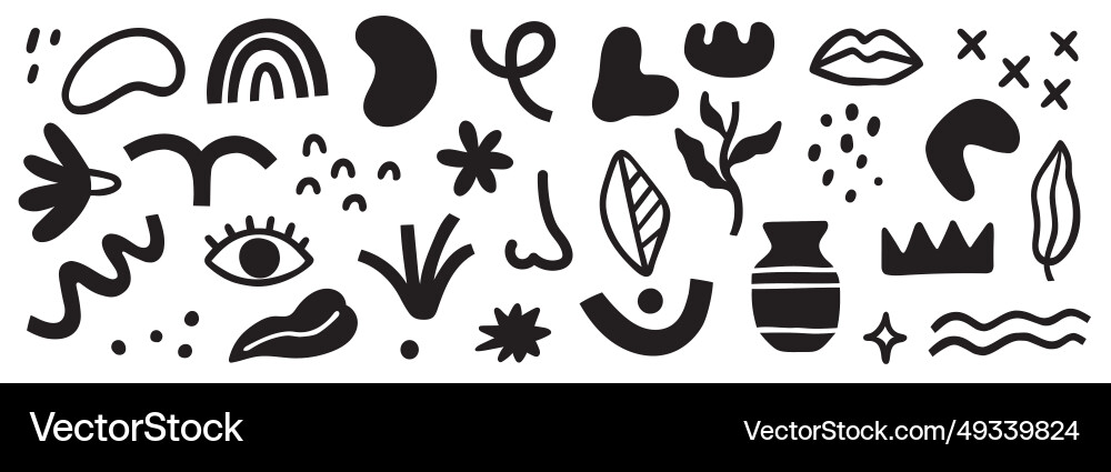 Abstrakte blob form doodle set element geometrische Vektorbild