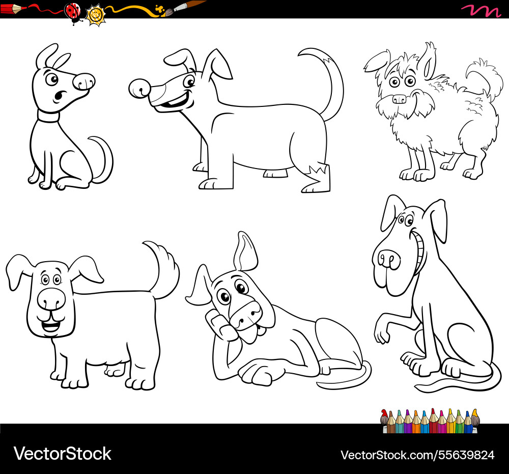 Cartoon dogs and puppies animal characters set Vector Image