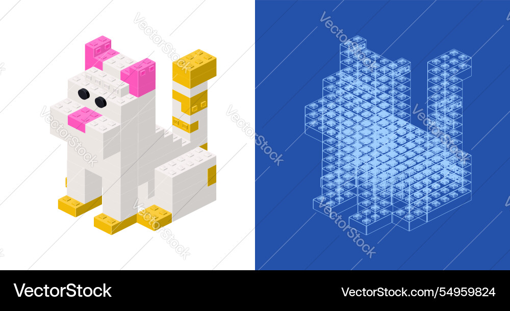 Cat blueprint project idea and implementation Cat blueprint project idea and implementation vector image