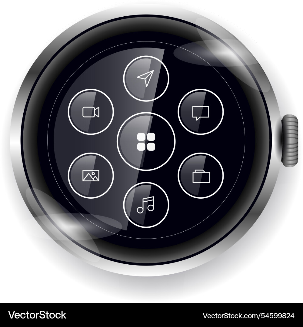 Circular smartwatch apps library interface vector image